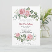 Roze rozen bloemen en groen 80ste verjaardag kaart (Staand voorkant)