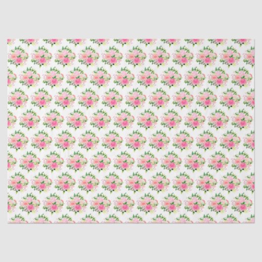 Roze rozen bloemen en groen tissuepapier (Voorkant)