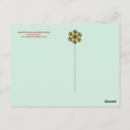 ROZE ROZEN, BLOEMEN EN VLINDERS, Bloemen Pasen Briefkaart (Achterkant)