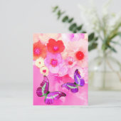 ROZE ROZEN, BLOEMEN EN VLINDERS, Bloemen Pasen Briefkaart (Staand voorkant)