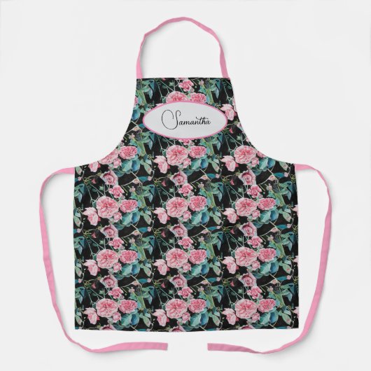 Roze  Rozen bloemen Florence Name Womans Schort (Voorkant)