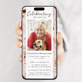 Roze Rozen Bloemen Foto Begrafenis Digitale Editie Kaart