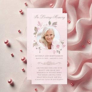Roze Rozen Bloemen Foto Funeral Gebedskaart