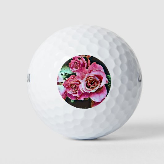 ROZE ROZEN BLOEMEN GOLFBALLEN (Voorkant)