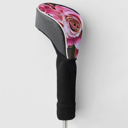ROZE ROZEN BLOEMEN GOLFHEADCOVER (Schuin)
