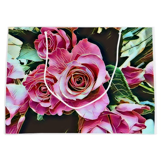 ROZE ROZEN BLOEMEN GROOT CADEAUZAKJE (Voorkant)