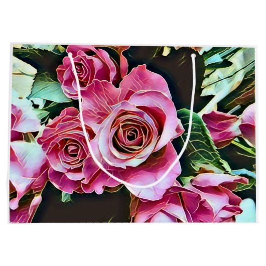 ROZE ROZEN BLOEMEN GROOT CADEAUZAKJE (Achterkant)