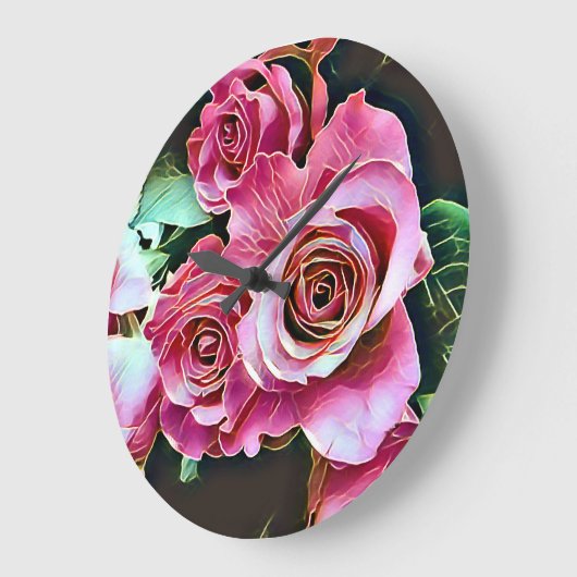 ROZE ROZEN BLOEMEN GROTE KLOK (Hoek)