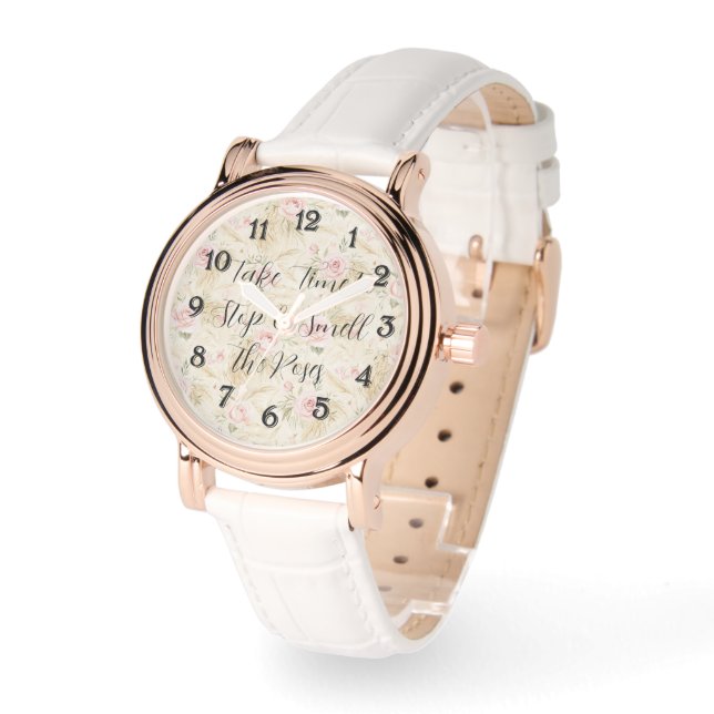 Roze Rozen Bloemen Horloge (Hoek)
