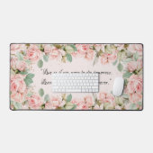  Roze Rozen Bloemen Inspirerend Quote Bureaumat (Keyboard & Muis)