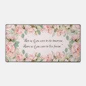  Roze Rozen Bloemen Inspirerend Quote Bureaumat (Voorkant)