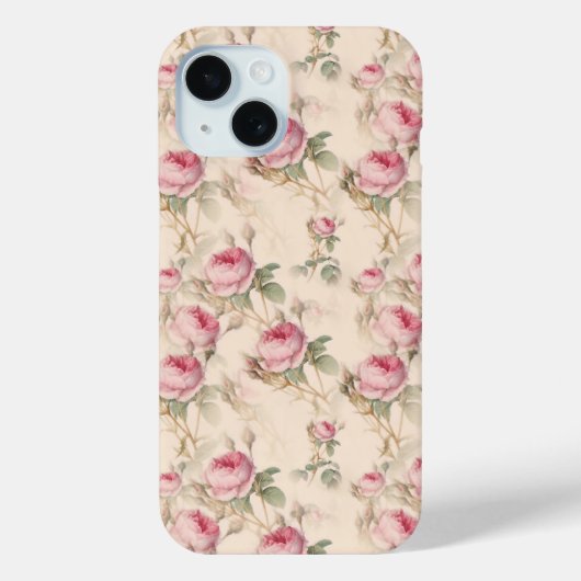 Roze Rozen Bloemen iPhone 15 Mobiele Telefoon Case (Achterkant)