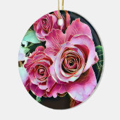 ROZE ROZEN BLOEMEN KERAMISCH ORNAMENT (Links)