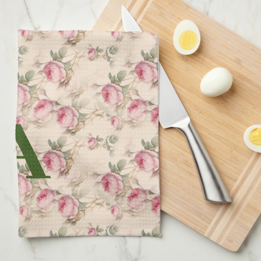 Roze Rozen Bloemen Keukenhanddoeken (Quarter Fold)