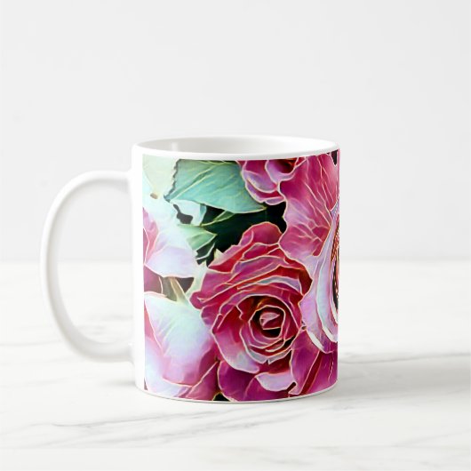 ROZE ROZEN BLOEMEN KOFFIEMOK (Links)