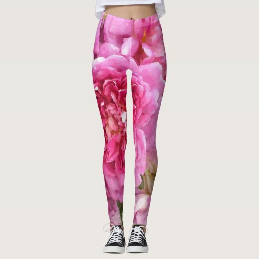 Roze rozen, bloemen leggings (Voorkant)