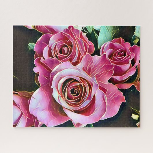 ROZE ROZEN BLOEMEN LEGPUZZEL (Horizontaal)