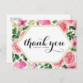 Roze Rozen Bloemen Lijst bruiloft Dank u Briefkaart (Voorkant / Achterkant)