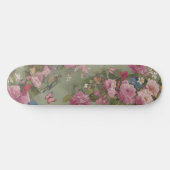 Roze Rozen Bloemen met Vogel en Vlinders Groen Persoonlijk Skateboard (Horizontaal)