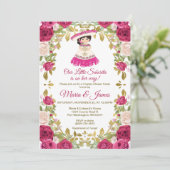 Roze rozen Bloemen Mexicaanse Fiesta Couples douch Kaart (Staand voorkant)