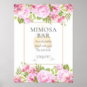 Roze Rozen Bloemen Mimosa Bar Teken Poster (Voorkant)