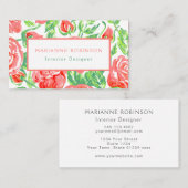 Roze Rozen Bloemen Modern Visitekaartje (Voorkant / Achterkant)