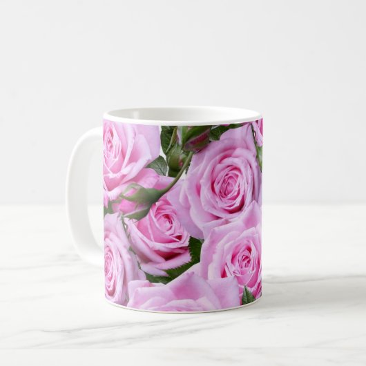Roze Rozen Bloemen Mok (Voorkant links)