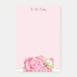 Roze rozen/bloemen om lijst te doen post-it® notes