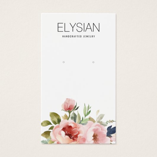 Roze Rozen Bloemen Oorbel Sieraden Display Kaarten Visitekaartje (Voorkant)