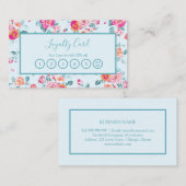 Roze Rozen Bloemen op Mint Loyalty Punch Kaart Visitekaartje (Voorkant / Achterkant)
