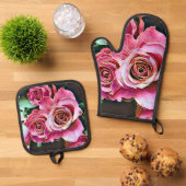 ROZE ROZEN BLOEMEN OVENWANT & PANNENLAP SET (Top down)