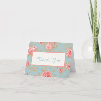 Roze Rozen Bloemen Patroon Bedankkaart