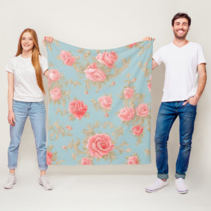 Roze Rozen Bloemen Patroon Fleece Deken