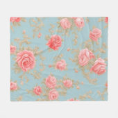 Roze Rozen Bloemen Patroon Fleece Deken (Voorkant (Horizontaal))