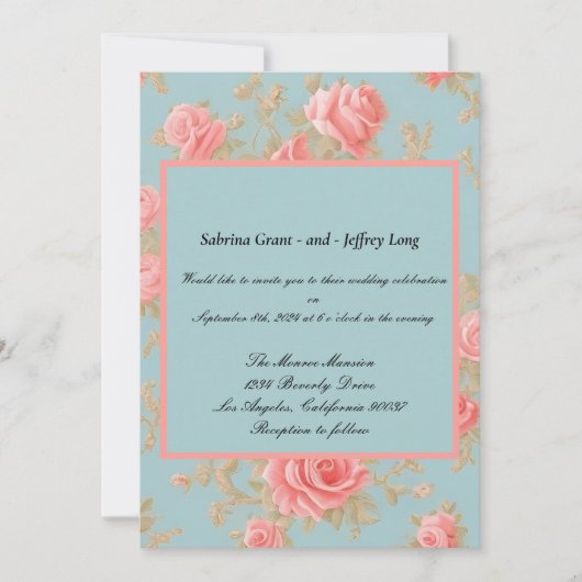 Roze Rozen Bloemen Patroon Kaart (Voorkant)