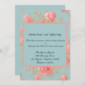 Roze Rozen Bloemen Patroon Kaart (Voorkant / Achterkant)