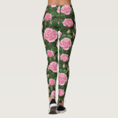 Roze Rozen Bloemen Patroon Leggings (Achterkant)
