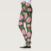 Roze Rozen Bloemen Patroon Leggings (Links)