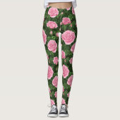 Roze Rozen Bloemen Patroon Leggings (Voorkant)