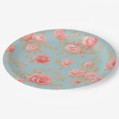 Roze Rozen Bloemen Patroon Papieren Bordje (Gekanteld)