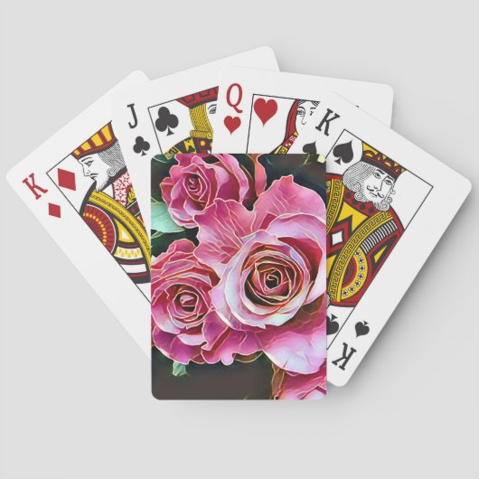 ROZE ROZEN BLOEMEN POKERKAARTEN (Achterkant)