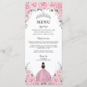 Roze Rozen Bloemen Prinses Jurk Quinceañera Menu (Voorkant)