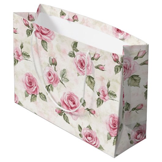  Roze Rozen Bloemen Romantische bruiloft Groot Cadeauzakje (Achterkant Gekanteld)