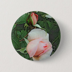 roze rozen bloemen ronde button 5,7 cm