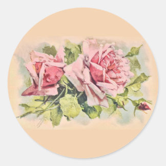Roze Rozen  Bloemen Ronde Sticker