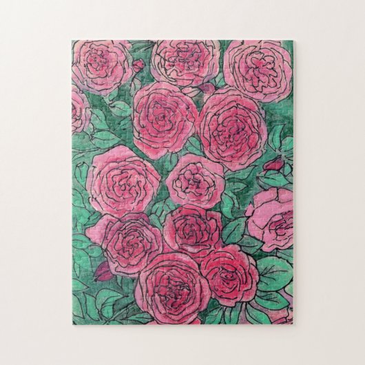 Roze rozen bloemen Roos tuinkunst Legpuzzel (Verticaal)