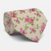 Roze rozen  bloemen stropdas (Opgerold)