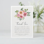 Roze Rozen Bloemen Sympathie Begrafenis Bedankkaart (Staand voorkant)