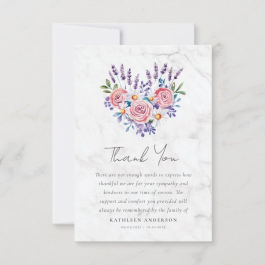 Roze Rozen Bloemen Sympathie Begrafenis Bedankkaart (Voorkant)