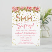 Roze Rozen Bloemen Verrassing Verjaardagsfeest Kaart (Staand voorkant)